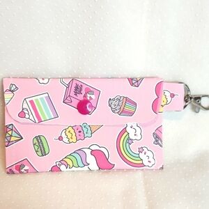 Handmade Pink Mini Faux Leather Purse Keychain. Handmade